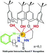 Graphical abstract: Multi-point interaction-based recognition of fluoride ions by tert-butyldihomooxacalix[4]arenes bearing phenolic hydroxyls and thiourea