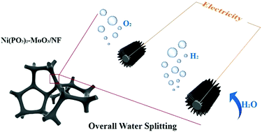 Graphical abstract: 3D self-supported Ni(PO3)2–MoO3 nanorods anchored on nickel foam for highly efficient overall water splitting