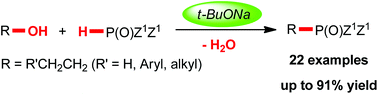 Graphical abstract: Direct C–OH/P(O)–H dehydration coupling forming phosphine oxides