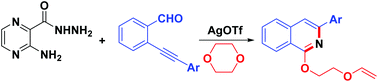 Graphical abstract: Dioxane-involving reaction for the synthesis of 3-aryl-1-(2-(vinyloxy)ethoxy)isoquinolines catalyzed by AgOTf
