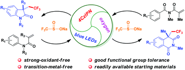 Graphical abstract: Synthesis of oxindoles through trifluoromethylation of N-aryl acrylamides by photoredox catalysis