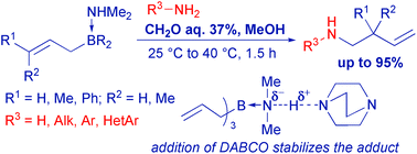 Graphical abstract: Dimethylamine adducts of allylic triorganoboranes as effective reagents for Petasis-type homoallylation of primary amines with formaldehyde