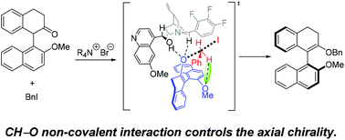 Graphical abstract: Understanding the axial chirality control of quinidine-derived ammonium cation-directed O-alkylation: a computational study