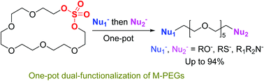 Graphical abstract: One-pot synthesis of monodisperse dual-functionalized polyethylene glycols through macrocyclic sulfates