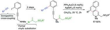 Graphical abstract: Gold-catalysed regioselective cascade cycloisomerisation reactions of aza-enediynes for the synthesis of substituted benzoisoquinoline derivatives