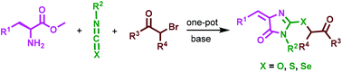 Graphical abstract: One-pot synthesis of 4-arylidene imidazolin-5-ones by reaction of amino acid esters with isocyanates and α-bromoketones