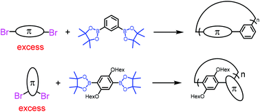 Graphical abstract: Unstoichiometric Suzuki–Miyaura cyclic polymerization of extensively conjugated monomers