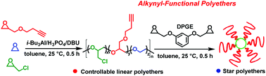 Graphical abstract: Synthesis of alkynyl-functionalized linear and star polyethers by aluminium-catalyzed copolymerization of glycidyl 3-butynyl ether with epichlorohydrin and ethylene oxide