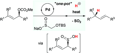 Graphical abstract: Stereoselective allylic reduction via one-pot palladium-catalyzed allylic sulfonation and sulfinyl retro-ene reactions