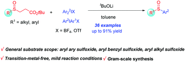 Graphical abstract: Transition metal-free base-promoted arylation of sulfenate anions with diaryliodonium salts