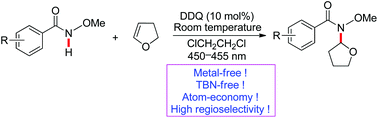 Graphical abstract: Visible-light-induced selective amination of enol ethers with N-alkoxyamides by using DDQ as a photoredox catalyst