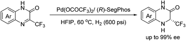 Graphical abstract: Enantioselective synthesis of trifluoromethylated dihydroquinoxalinones via palladium-catalyzed hydrogenation