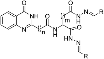 Graphical abstract: A correlation study of biological activity and molecular docking of Asp and Glu linked bis-hydrazones of quinazolinones