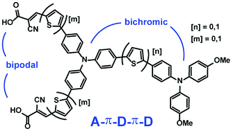 Graphical abstract: Bipodal dyes with bichromic triphenylamine architectures for use in dye-sensitized solar cell applications