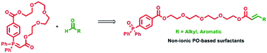 Graphical abstract: Synthesis of phosphine oxide based amphiphilic molecules via ring-opening Wittig olefination of a macrocyclic phosphoranylidene and their property study as non-ionic surfactants