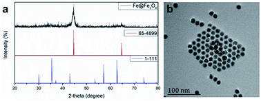 Graphical abstract: Gadolinium-labelled iron/iron oxide core/shell nanoparticles as T1–T2 contrast agent for magnetic resonance imaging