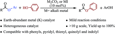 Graphical abstract: Transesterification of (hetero)aryl esters with phenols by an Earth-abundant metal catalyst
