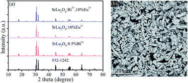 Graphical abstract: Self-calibrated optical thermometer based on luminescence from SrLu2O4:Bi3+,Eu3+ phosphors