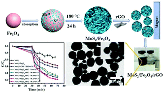 Graphical abstract: Construction of flower-like MoS2/Fe3O4/rGO composite with enhanced photo-Fenton like catalyst performance