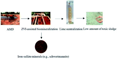 Graphical abstract: A novel approach coupling ferrous iron bio-oxidation and ferric iron chemo-reduction to promote biomineralization in simulated acidic mine drainage