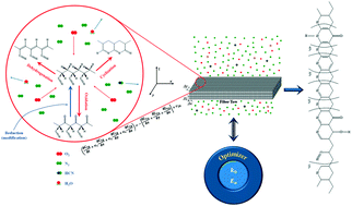 Graphical abstract: A comprehensive chemical model for the preliminary steps of the thermal stabilization process in a carbon fibre manufacturing line