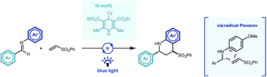 Graphical abstract: Photocatalytic reverse polarity Povarov reaction