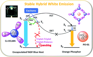 Graphical abstract: Design of efficient thermally activated delayed fluorescence blue host for high performance solution-processed hybrid white organic light emitting diodes