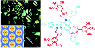 Graphical abstract: Hydrogen-bond mediated columnar liquid crystalline assemblies of C3-symmetric heptazine derivatives at ambient temperature