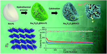 Graphical abstract: Red blood cell-like hollow carbon sphere anchored ultrathin Na2Ti3O7 nanosheets as long cycling and high rate-performance anodes for sodium-ion batteries