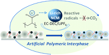 Graphical abstract: Toward high-performance Li(NixCoyMnz)O2 cathodes: facile fabrication of an artificial polymeric interphase using functional polyacrylates
