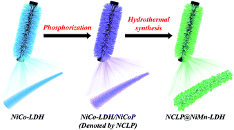 Graphical abstract: Hierarchical NiCo-LDH/NiCoP@NiMn-LDH hybrid electrodes on carbon cloth for excellent supercapacitors