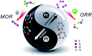 Graphical abstract: Ligand-mediated bifunctional catalysis for enhanced oxygen reduction and methanol oxidation tolerance in fuel cells