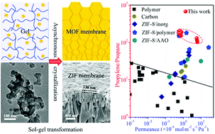 Graphical abstract: Sol–gel asynchronous crystallization of ultra-selective metal–organic framework membranes for gas separation