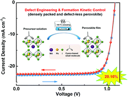 Graphical abstract: Highly efficient planar perovskite solar cells achieved by simultaneous defect engineering and formation kinetic control