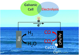 Graphical abstract: CO2 electrolysis in seawater: calcification effect and a hybrid self-powered concept