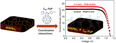 Graphical abstract: Pyridine-functionalized fullerene additive enabling coordination interactions with CH3NH3PbI3 perovskite towards highly efficient bulk heterojunction solar cells