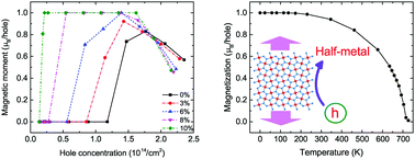 Graphical abstract: Hole-doping-induced half-metallic ferromagnetism in a highly-air-stable PdSe2 monolayer under uniaxial stress