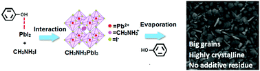 Graphical abstract: Efficiency improvement of planar perovskite solar cells using a phenol additive