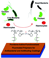 Graphical abstract: Povidone-iodine-functionalized fluorinated copolymers with dual-functional antibacterial and antifouling activities