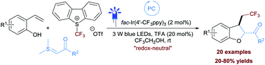 Graphical abstract: A visible light photoredox catalyzed carbon radical-mediated generation of ortho-quinone methides for 2,3-dihydrobenzofuran synthesis