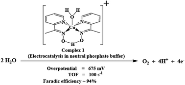 Graphical abstract: Ligand assisted electrocatalytic water oxidation by a copper(ii) complex in neutral phosphate buffer