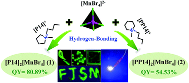 Graphical abstract: Efficient modulation of photoluminescence by hydrogen bonding interactions between inorganic [MnBr4]2− anions and organic cations