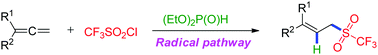 Graphical abstract: A convenient access to allylic triflones with allenes and triflyl chloride in the presence of (EtO)2P(O)H
