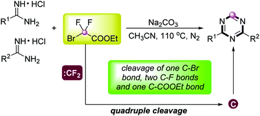 Graphical abstract: Transition metal-free assembly of 1,3,5-triazines using ethyl bromodifluoroacetate as C1 source