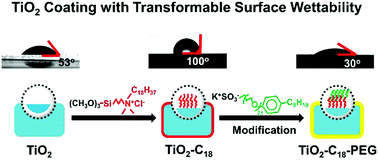 Graphical abstract: Synthesis of hydrophobic and hydrophilic TiO2 nanofluids for transformable surface wettability and photoactive coating