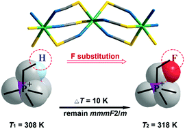 Graphical abstract: H/F substituted perovskite compounds with above-room-temperature ferroelasticity: [(CH3)4P][Cd(SCN)3] and [(CH3)3PCH2F][Cd(SCN)3]