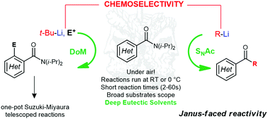 Graphical abstract: Directed ortho-metalation–nucleophilic acyl substitution strategies in deep eutectic solvents: the organolithium base dictates the chemoselectivity