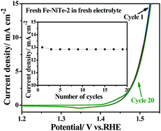 Graphical abstract: An Fe-doped NiTe bulk crystal as a robust catalyst for the electrochemical oxygen evolution reaction