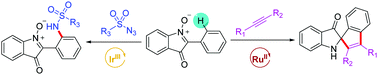 Graphical abstract: C–H alkenylation/cyclization and sulfamidation of 2-phenylisatogens using N-oxide as a directing group