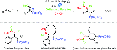 Graphical abstract: Visible photocatalysis of novel oxime phosphonates: synthesis of β-aminophosphonates